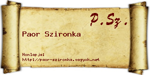 Paor Szironka névjegykártya